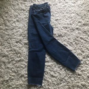 Pistola distressed medium wash raw hem cropped jeans